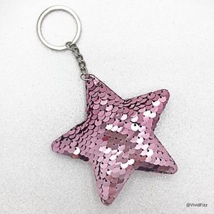 Star Keychain • Light Pink Metallic Sequins